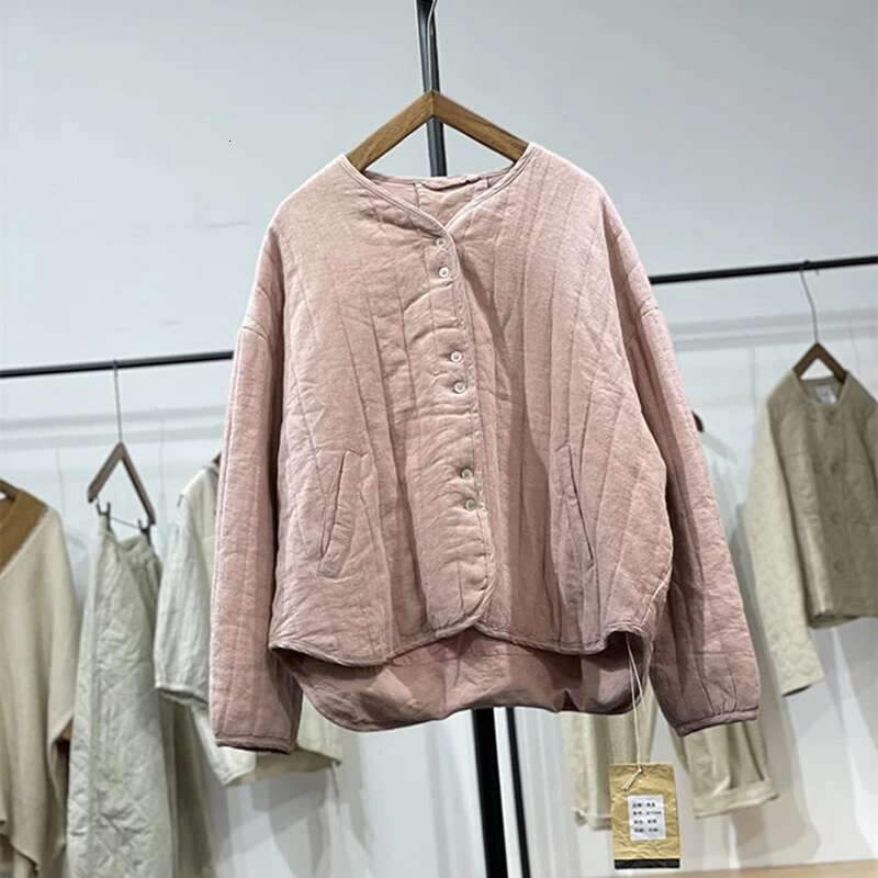 Retro Quilted Jacket Women's Loose Cotton en Clothing 2024 Spring Autumn And Winter Casual Coat