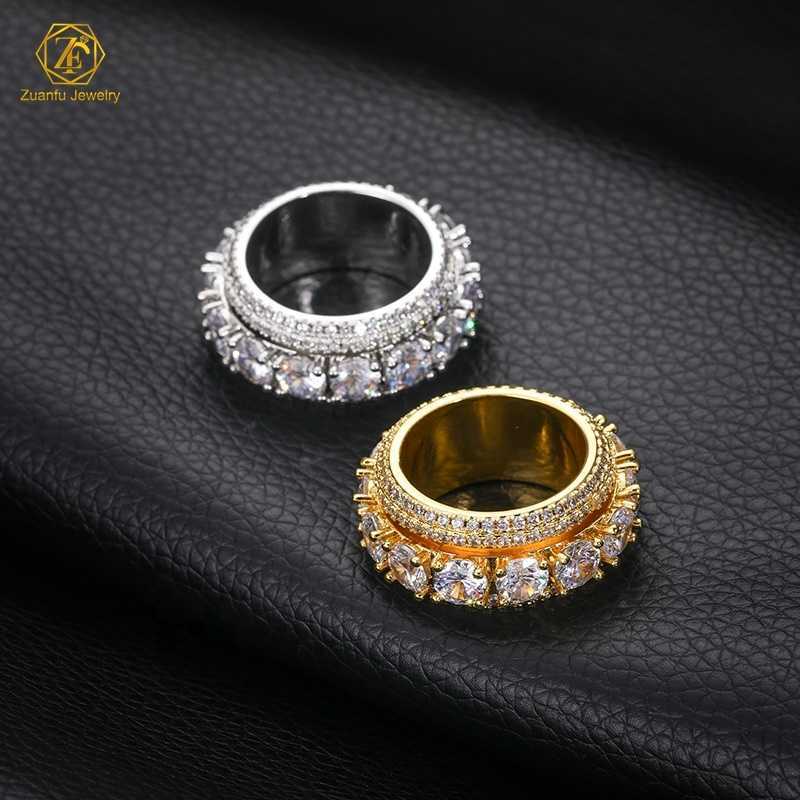 D Mosan Fine Jewelry Wheel Ring 925 Sterling Silver Vvs Diamond Hip Hop Mens 5 Layer Moissanite Eternity Cuban Ring