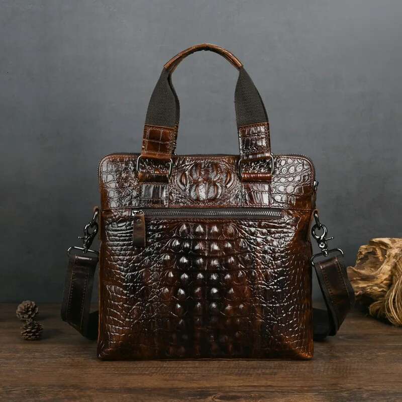 Vintage Men's Shoulder Bags Genuine Leather Male Messenger Bag For A4 Paper Briefcase Large Capacity Travel Handbag