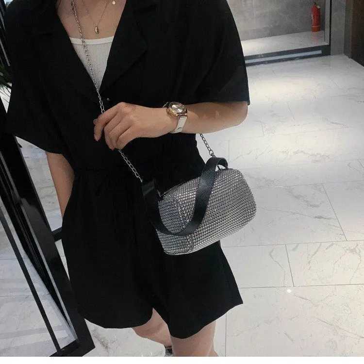 Shiny Diamond Chain Small Handbag Crystal Rhinestone Crossbody Messenger Bags for Wen Bling Purse ning Par Clutch Bags Z250318