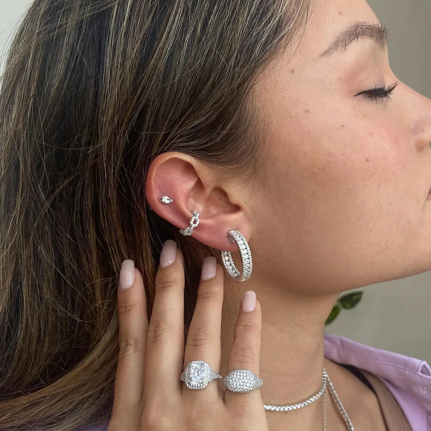 Micro Pave 5A CZ Sparking Fashion Women Jewelry Open Size #5 Square Little Finger Ring 250214