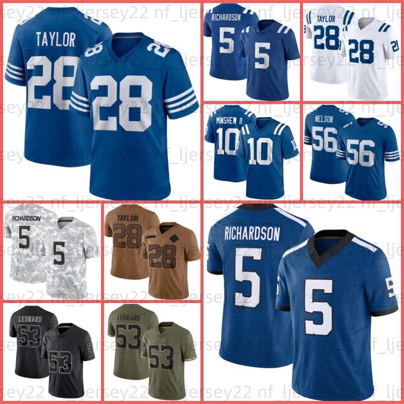 Jonathan Taylor Anthony Richardson Football Jerseys Josh Downs Quenton Nelson 18 Peyton Manning Matt Gay Minshew II Alec Pierce Flacco Michael Pittman Jr mens