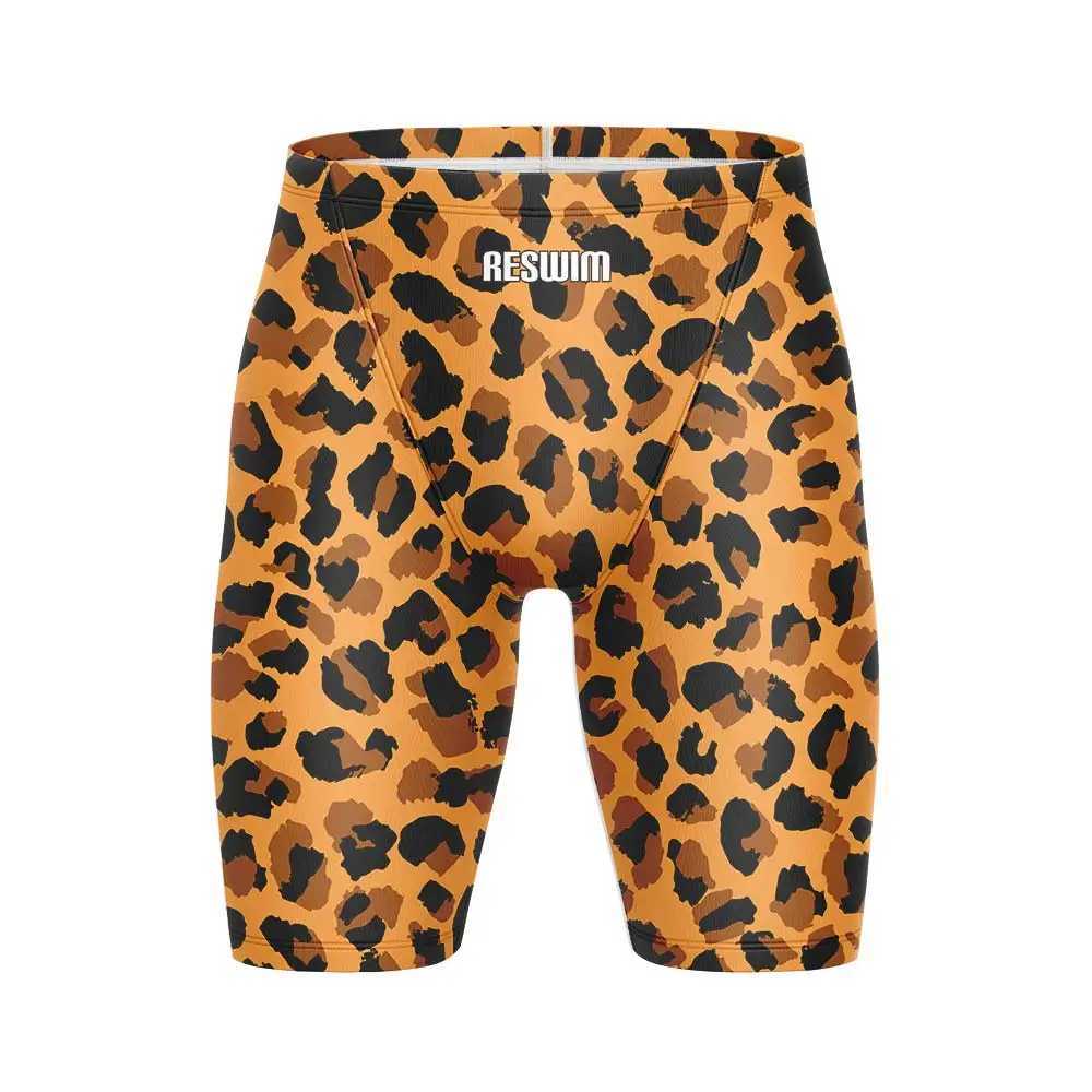 Summer Mens Printing Swim Jammer Shorts Athletic Training Swimsuit Beach Swimming Trunks Swimwear Lycra Tights Surfing Shorts W250214