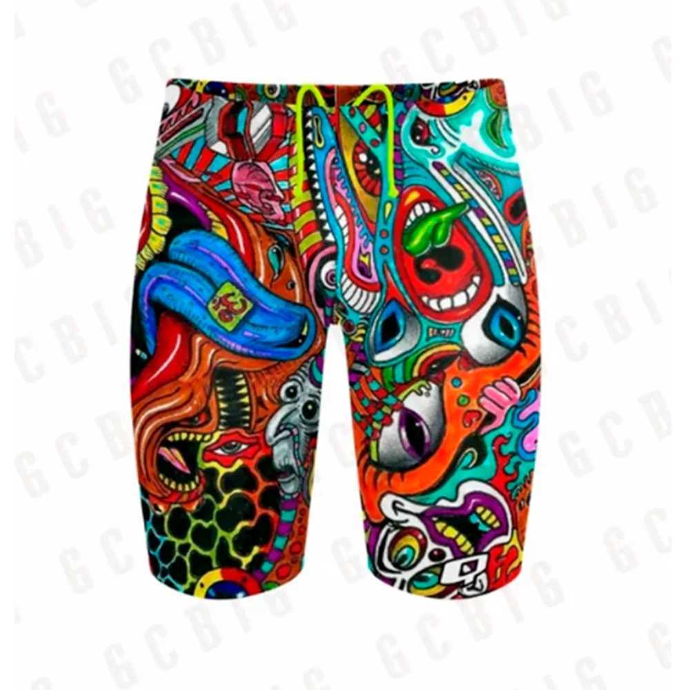 Mens Performance Jammers Swimsuit Swimming Trunks Professional Training Swimwear UV Protection Rash Guard Sports Surfing Shorts W250214