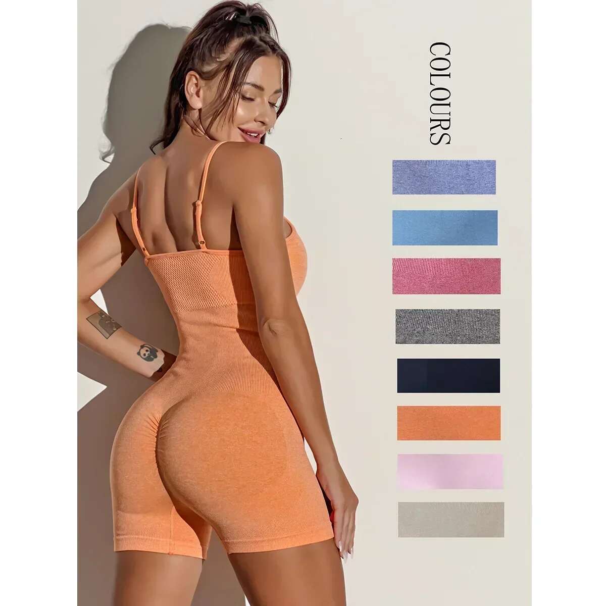 Seamless Yoga Jumpsuits Sports Fiess Hip-Lifting Straps One-Piece Running Shorts Bodysuits Workout Gym Tracksuits For Women