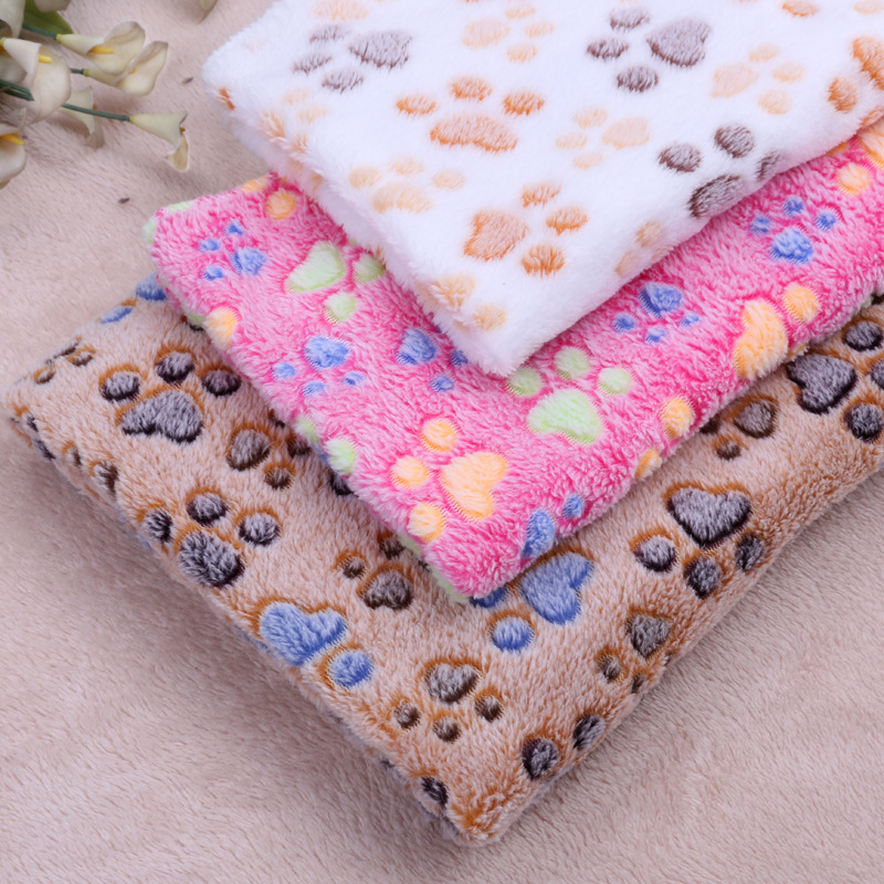 Wholesale Dog Pet Blankets Paw Print Pattern Fleece Cat Blanket Extra Sofess Fluffy Lightweight Washable Fy3417