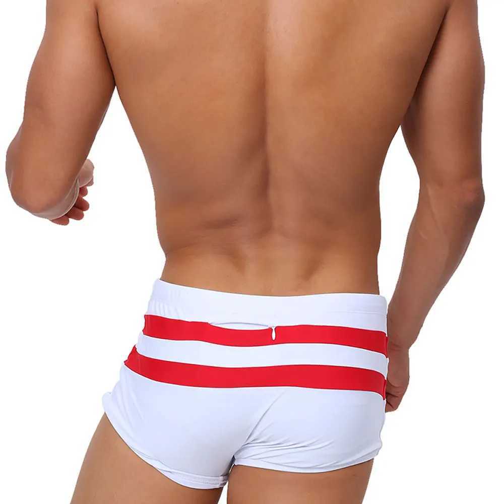 Back zipper pocket swimming suitcase mens sexy boxing shorts surfing and beach sports mens swimming trunks swimsuits swimwear W250214