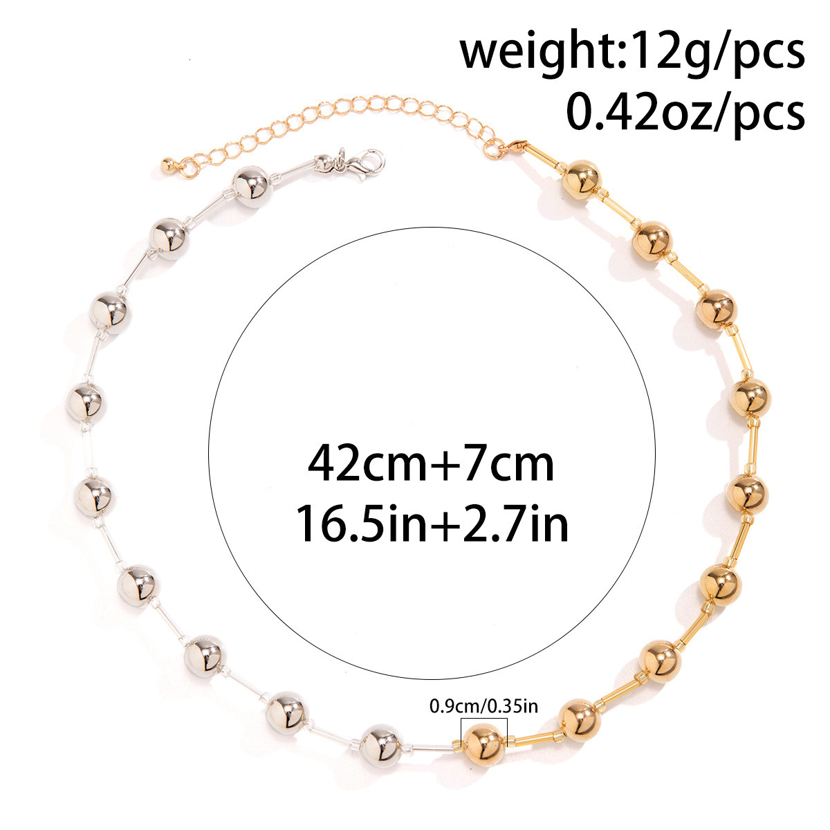 fashion Exaggerated punk color contrasting beaded neck accessories with a unique geometric ball personality Woman necklace