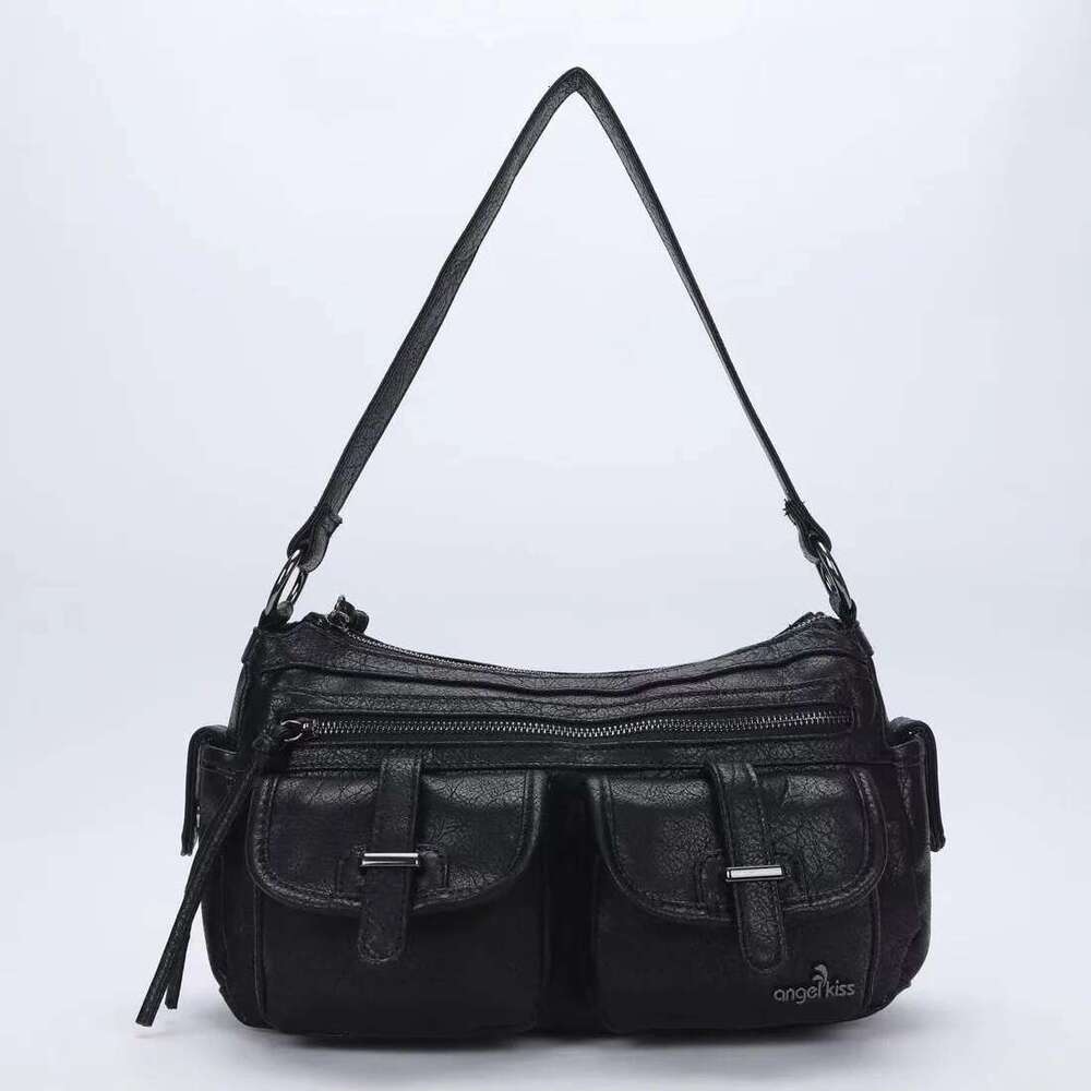 Angelkiss Women's Handbag Leopard Shoulder Fashion Top-Handle Vintage Black Dinner Multi-Pockets Flap Bag Purse