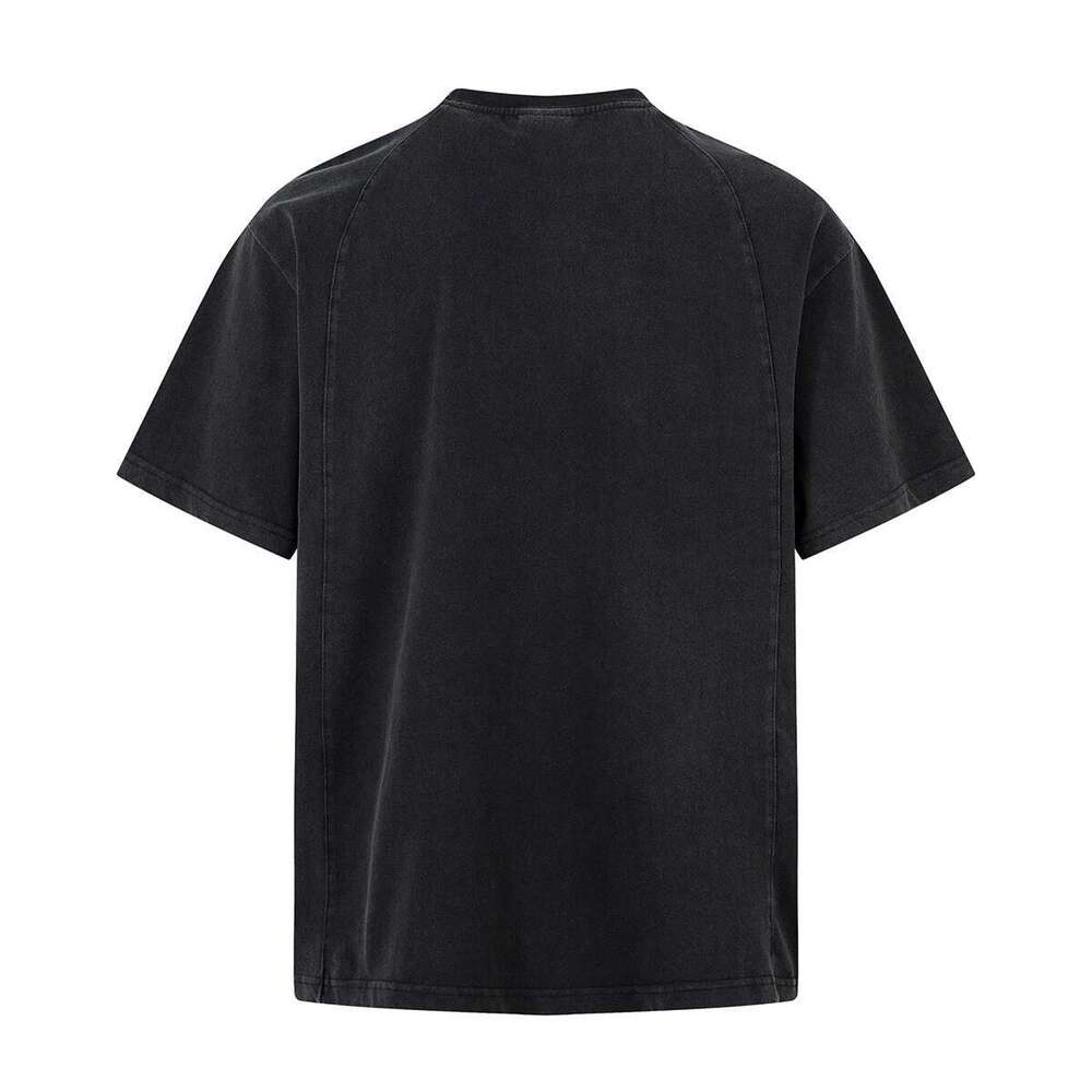 High Street Vintage Crack Letter Print Washed Cotton Summer Tshirts For Men Round Neck Loose Casual Top Tees Oversized