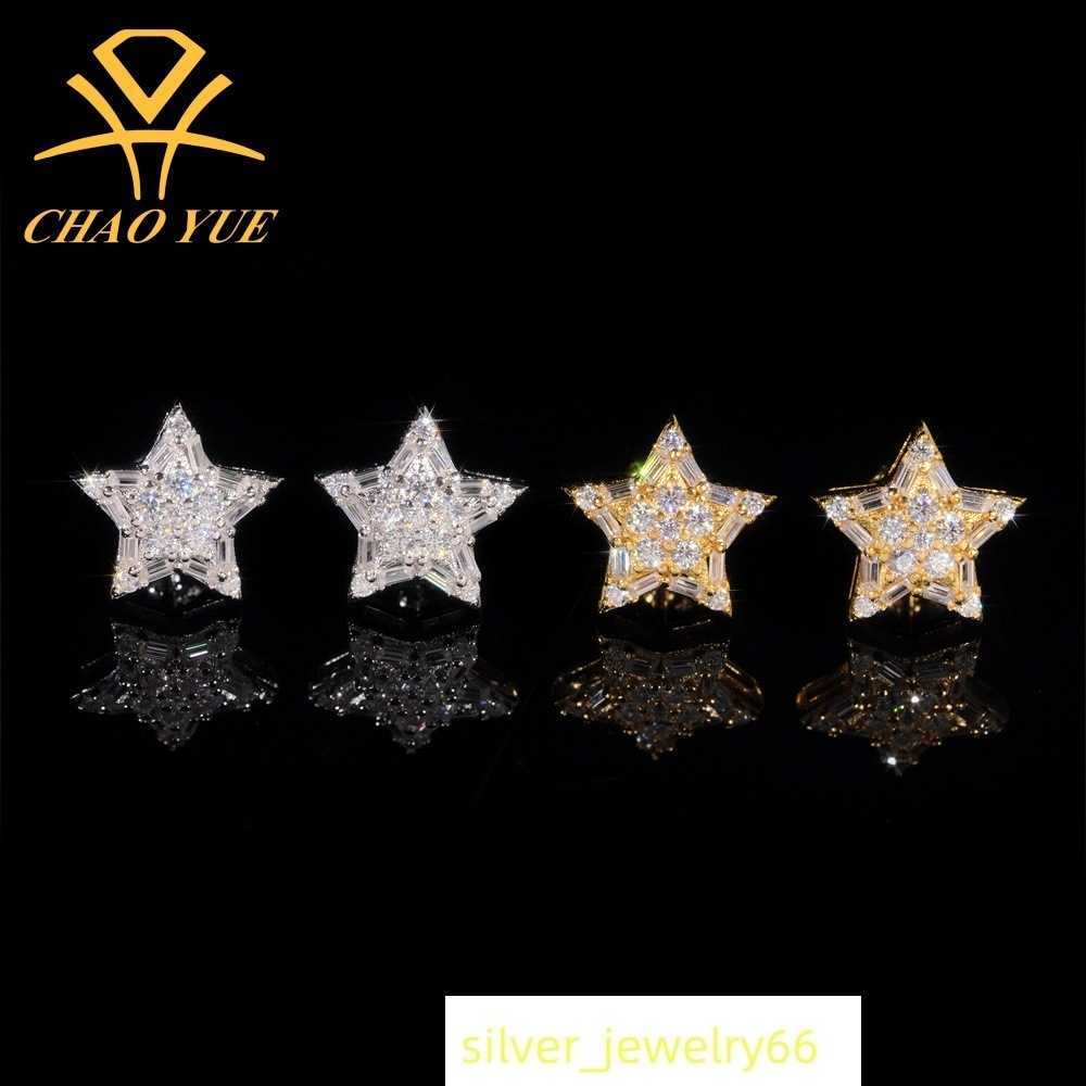 Full Diamond Hip Hop Earstuds New Product 925 Silver vvs vs. Mozambique Star Earrings Male and Female Bestseller