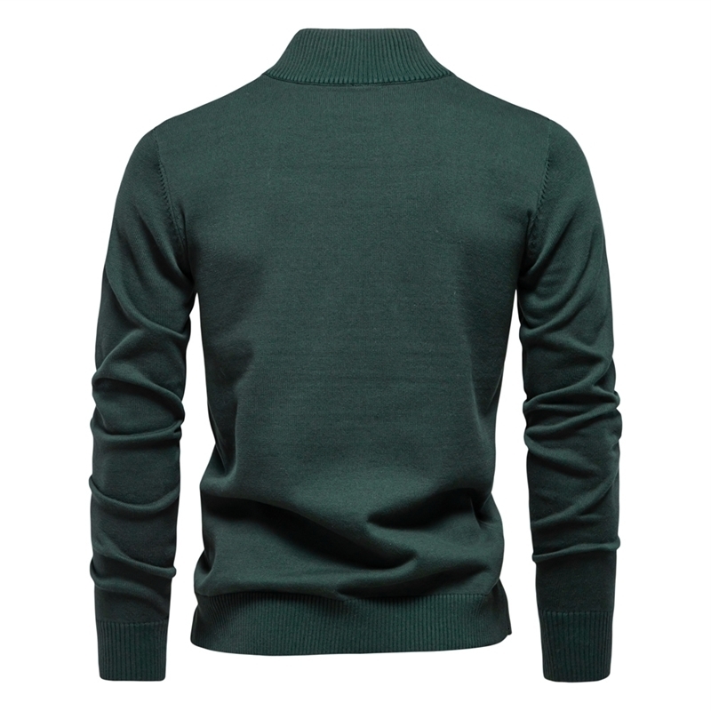 AIOPESON Mens Quarter Zip Cotton Pullover Sweaters Solid Color Casual Social Knit Mock Neck Polo for Men y250207