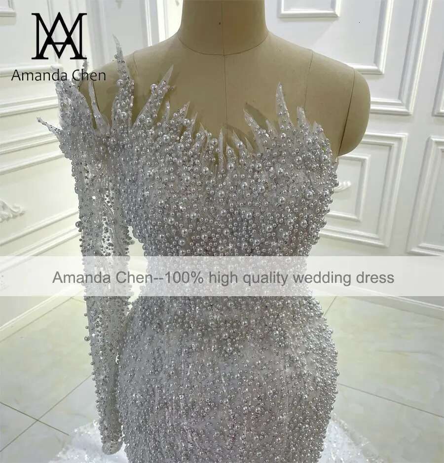 Bridal Dress 2 in 1 with One Shoulder and Lace