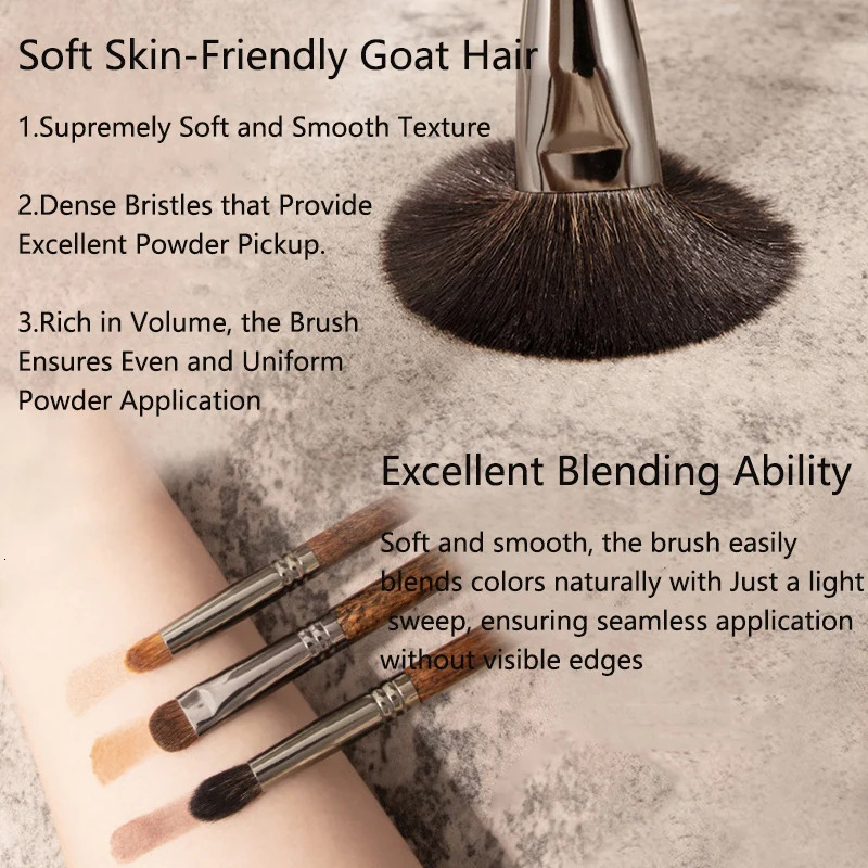 OVW Natural Goat Hair Makeup Brush Set Goat Hair Eyeshadow Foundation Blush Brush for Professional And Personal Use 250207