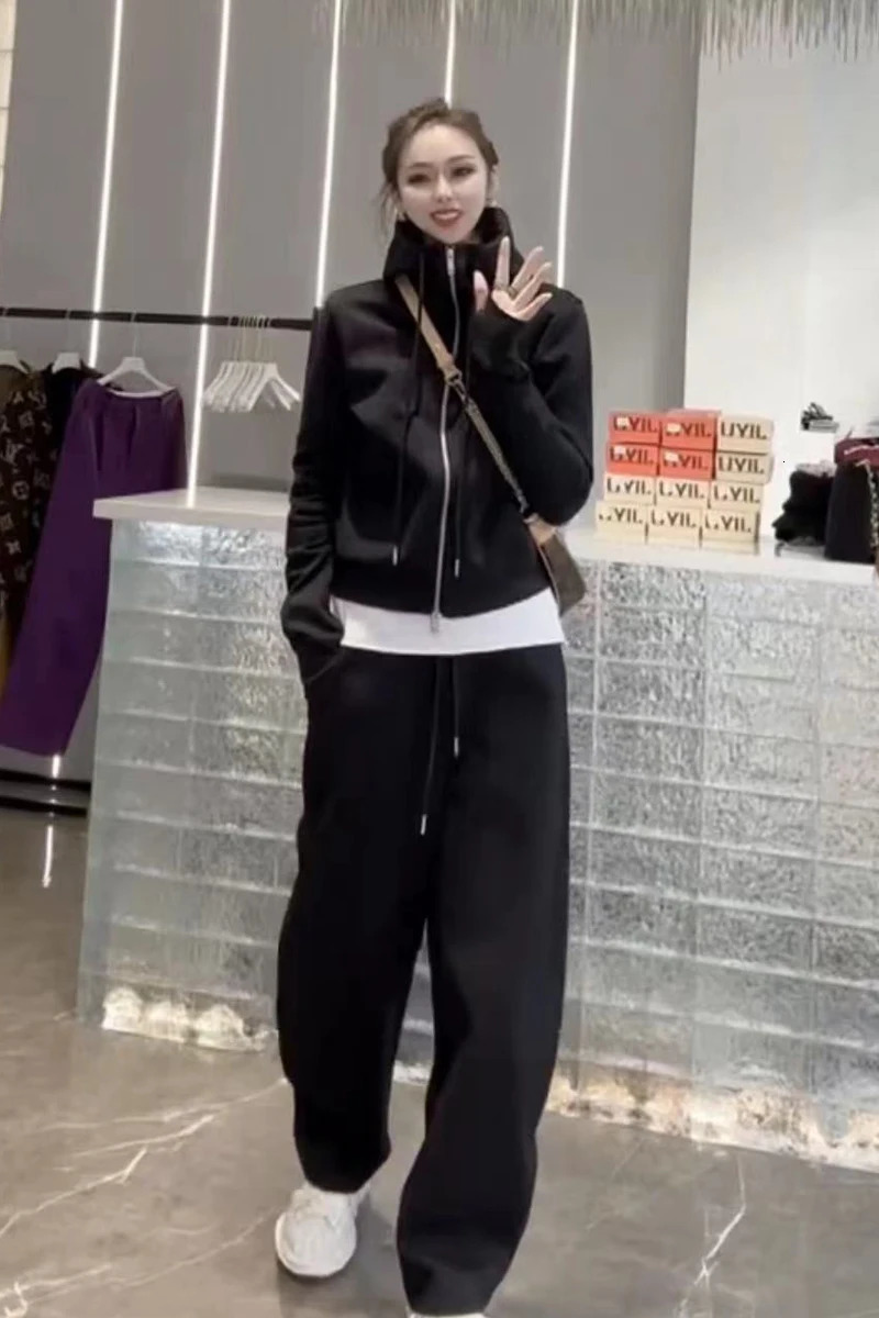 Cotton Women Sportswear Tracksuit Outfits Korean Style Hoodie Jacketpant Running Jogger Fitness Workout Casual Set Sport Suit 250210