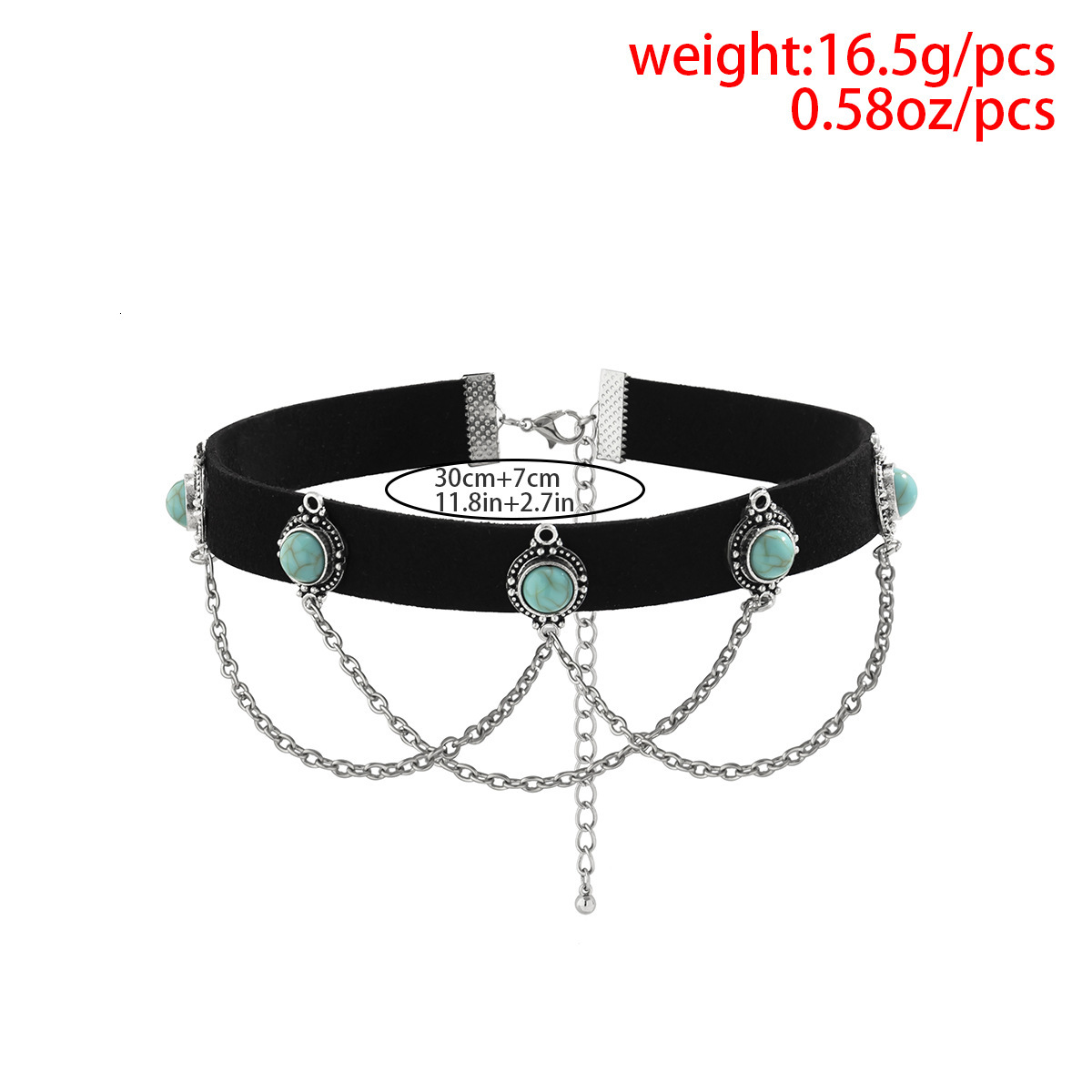 designer Woman Jewelry alloy sweet cool spicy girl choker collar black veet turquoise tassel necklace
