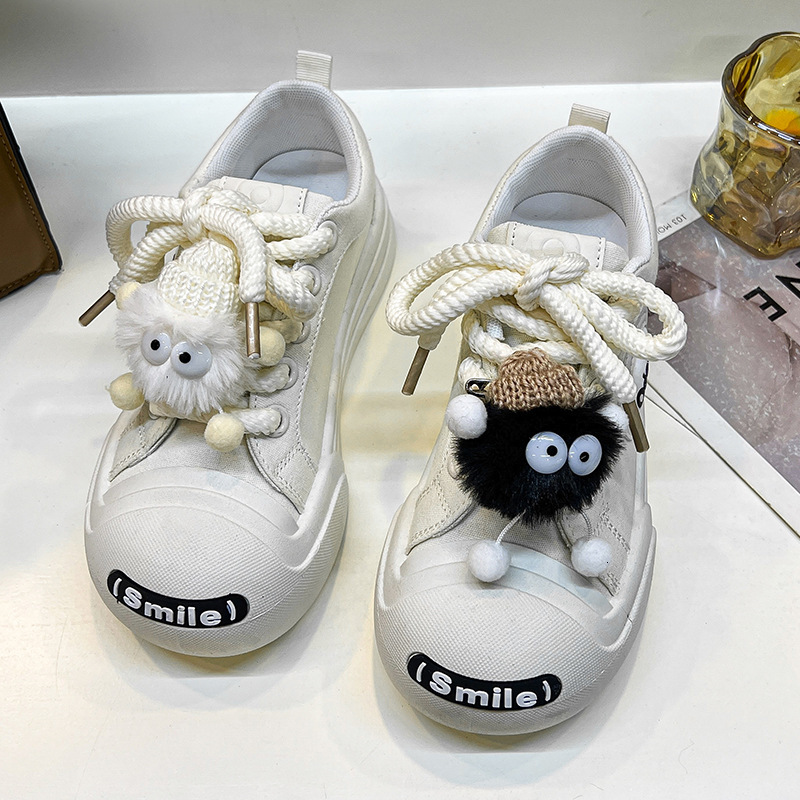 Autumn New Niche Cute Big Toe Board For Women 2025 Ugly Cute Versatile Open Mouth Smile White Shoes Sports And Casual Women's Shoes