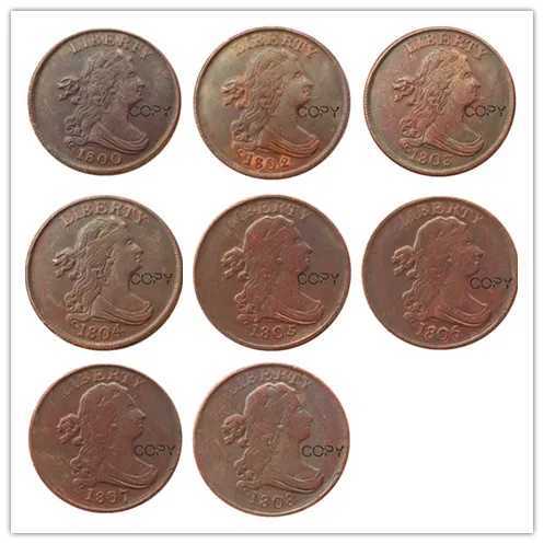 US A set of(1800-1808) 8pcs Draped Bust Half Cent Copper Copy Decorate CoinXJ250214