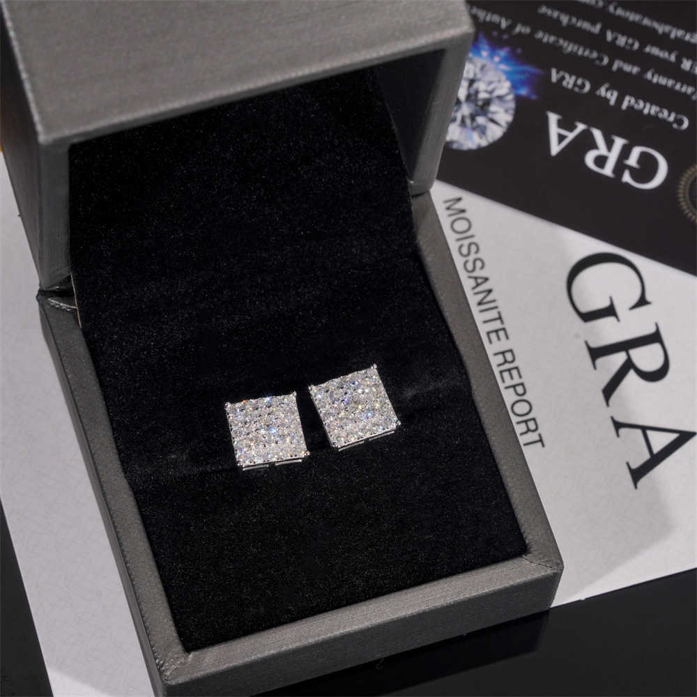 New best-selling 925 silver vvs vs moissanite hip-hop earrings mens and womens trendy jewelry passes GRA test