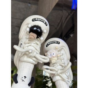 2025 New Smiling Canvas Thick Soled Flat Shoes With Ugly And Cute Smiles Outdoor Sports Big Head New White Casual Couple Board Shoes