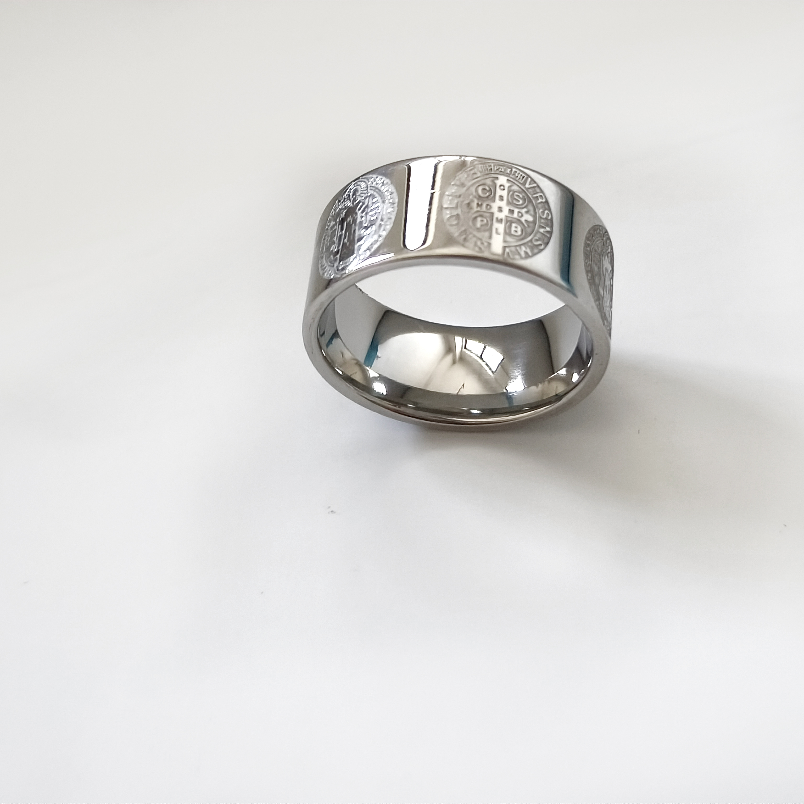 Fashion Exorcism St. Benedict Cross Titanium Steel Ring Faith Religious Ring Ring JZ000A10