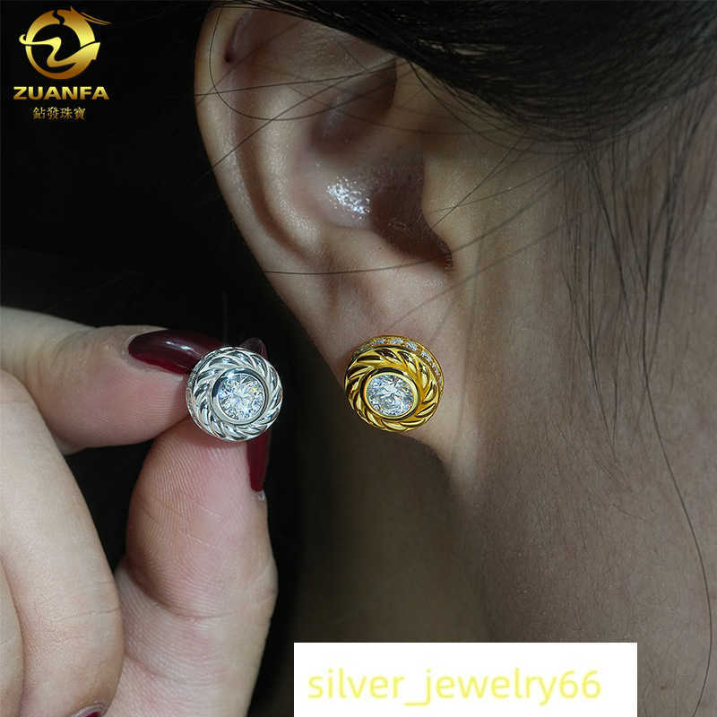 New moissanite earrings s925 silver moissanite D-color VVS hip-hop earrings accessories