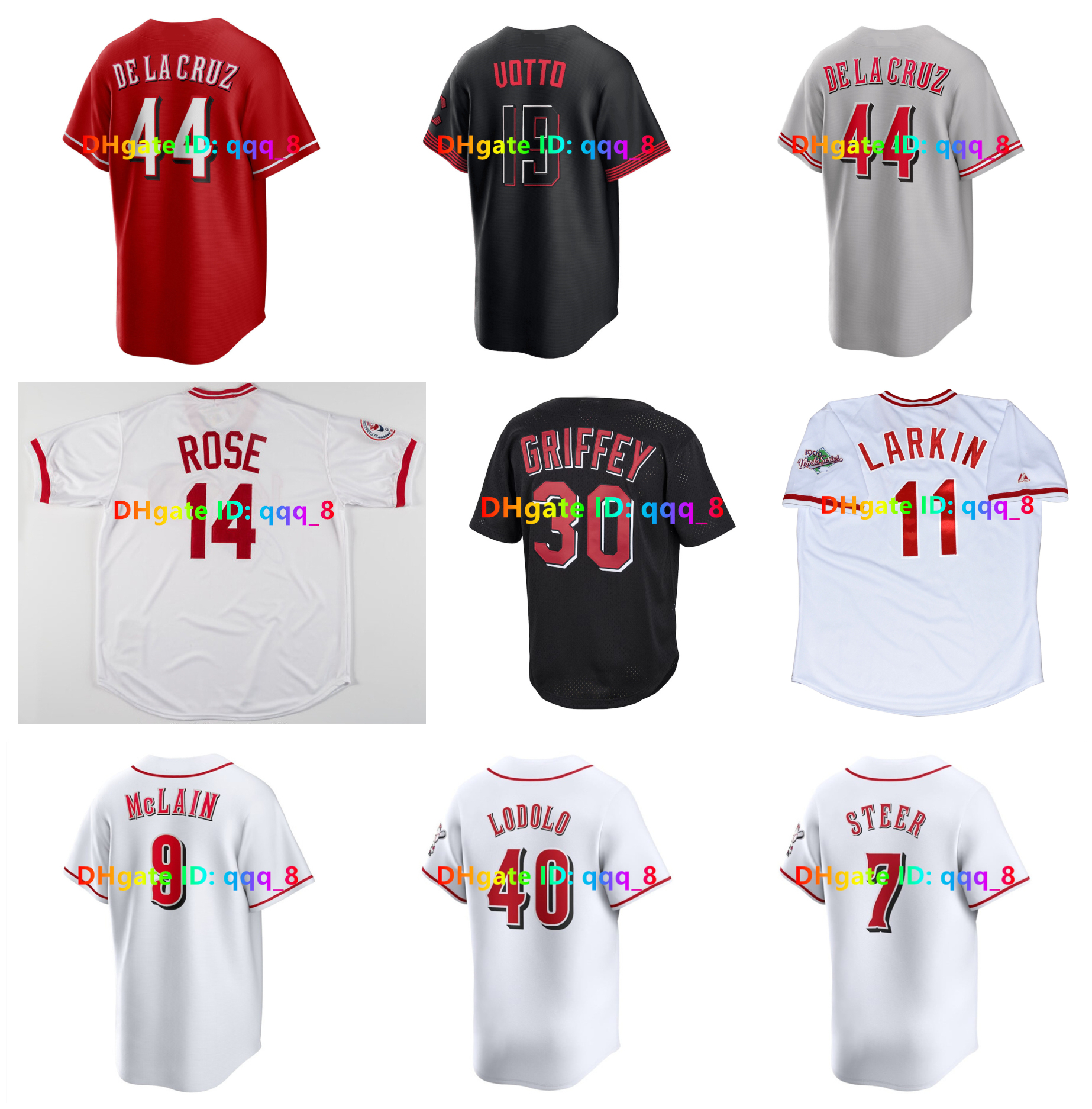 Elly De La Cruz Eric Davis CIN Reds Baseball Jerseys Matt McLain Hunter Greene Spencer Steer Pete Rose Ken Griffey Jr. Barry Larkin Rece Hinds Encarnacion Size S-4XL