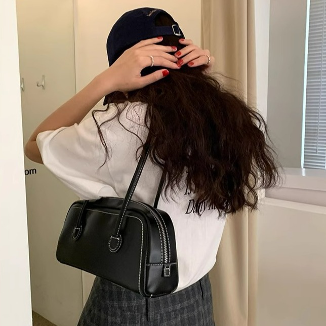 Korean Baguette Shoulder Bag - Large Capacity, Pure Color, hot PU Leather, Underarm Style, Small Square