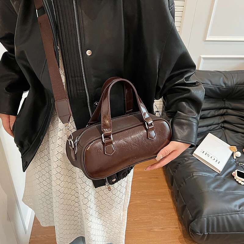 Patchwork Women Top-Handle Bags Soft PU Leather Commute Shoulder Crossbody Bag 2024 Winter Latest Trendy Fashion Handbags