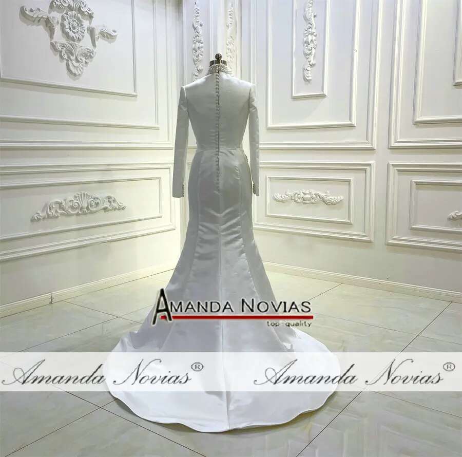 Custom Long Sleeve High Neck For Bride Mule Riding 2 In 1 Spot Mermaid Wedding Dress