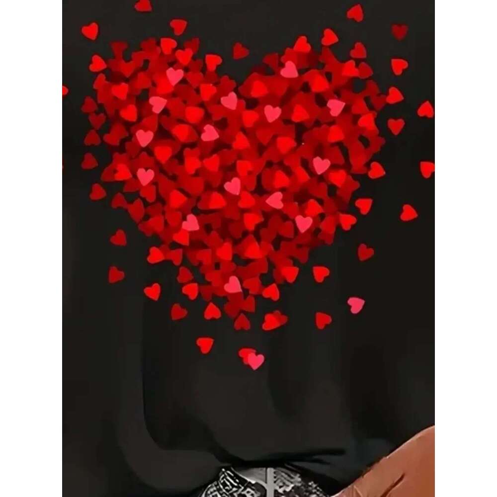 Women Plus Size 1Xl-5Xl Women's Sexy Off The Shoulder Long Sleeved T-Shirt Ladies Love Printed Fashion Top