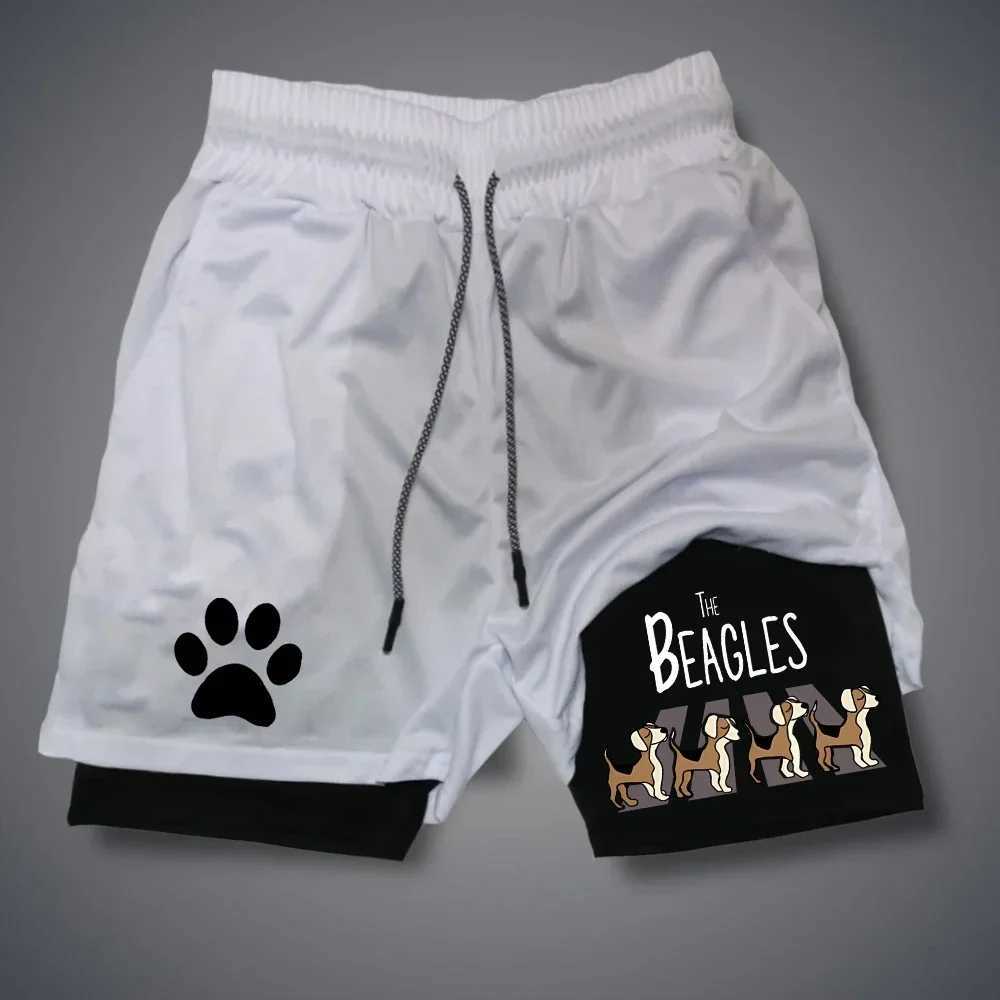 Funny Cat Print Running Shorts Men Sportswear Y2k Animal Pattern Gym Quick Dry Short Pant Summer Fitness Double-deck Short PantXJ250213