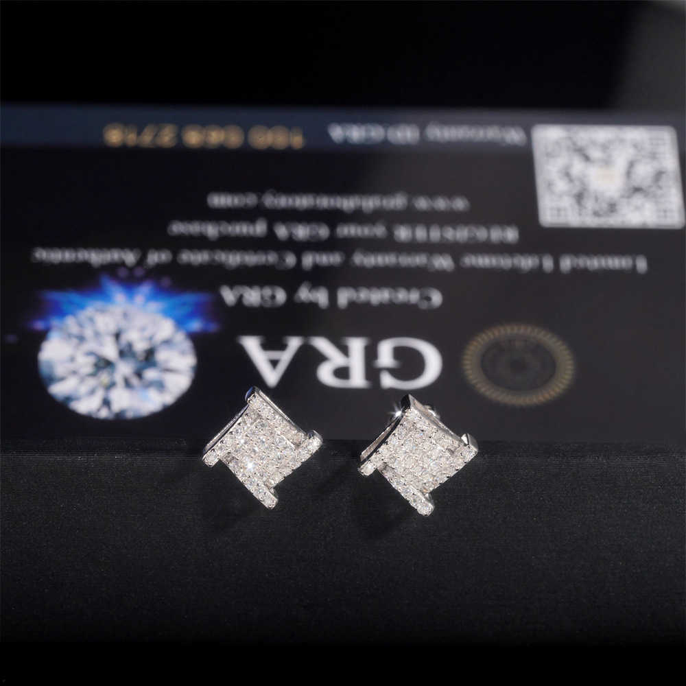 New 925 sterling silver vvs moissani hip-hop personality earrings pass GRA test