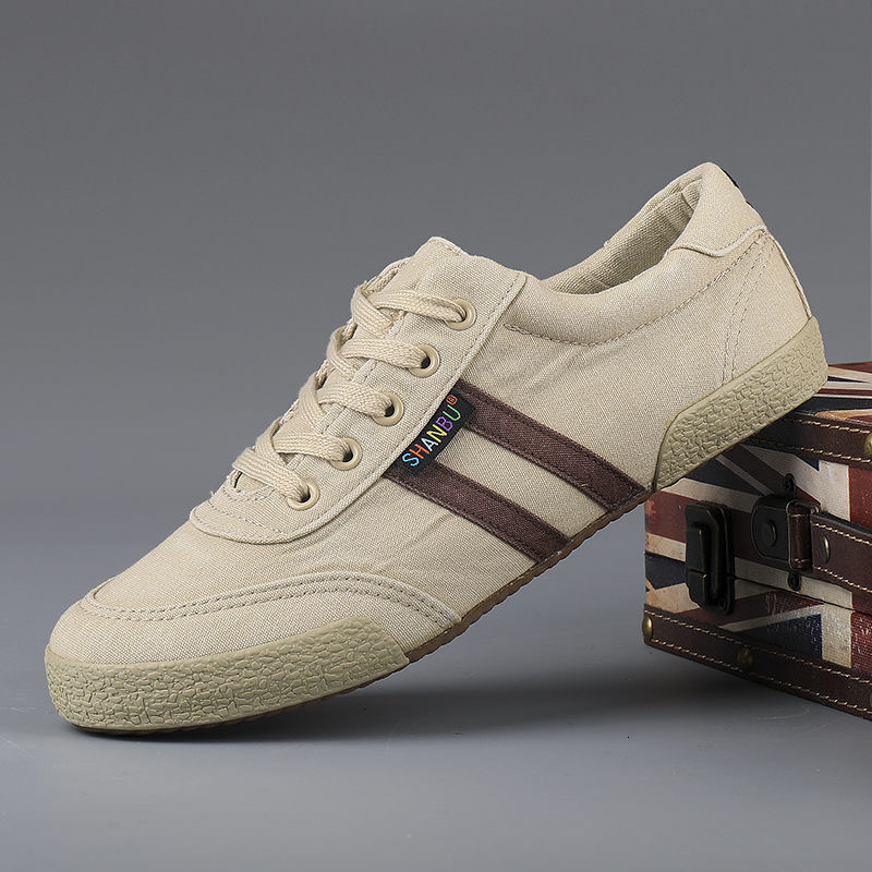2025 Spring New Men's Low Top Canvas Korean Edition Classic Student Casual Flat Bottom Lace Breathable Board Shoes