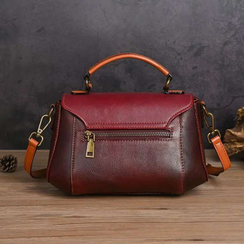 New Vintage Small Cowhide Handbag Women's Styg Bag Mother Bale Vegetable Tanned Leather Package