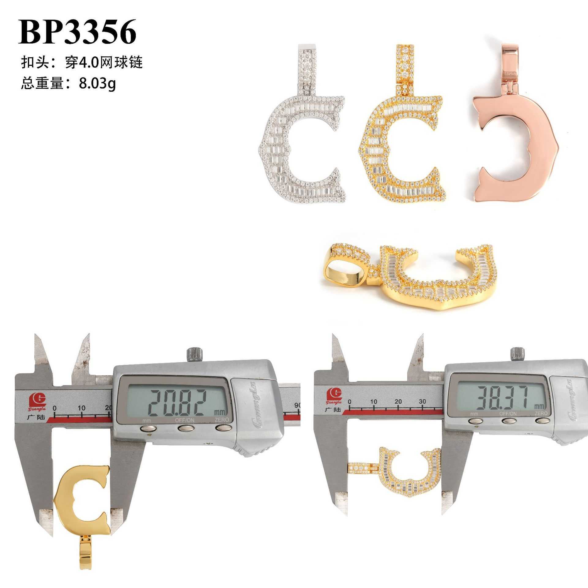 Diamond hair ins personalized hip-hop 24 letter pendant 925 silver inlaid moissanite can pass through 4mm tennis chain