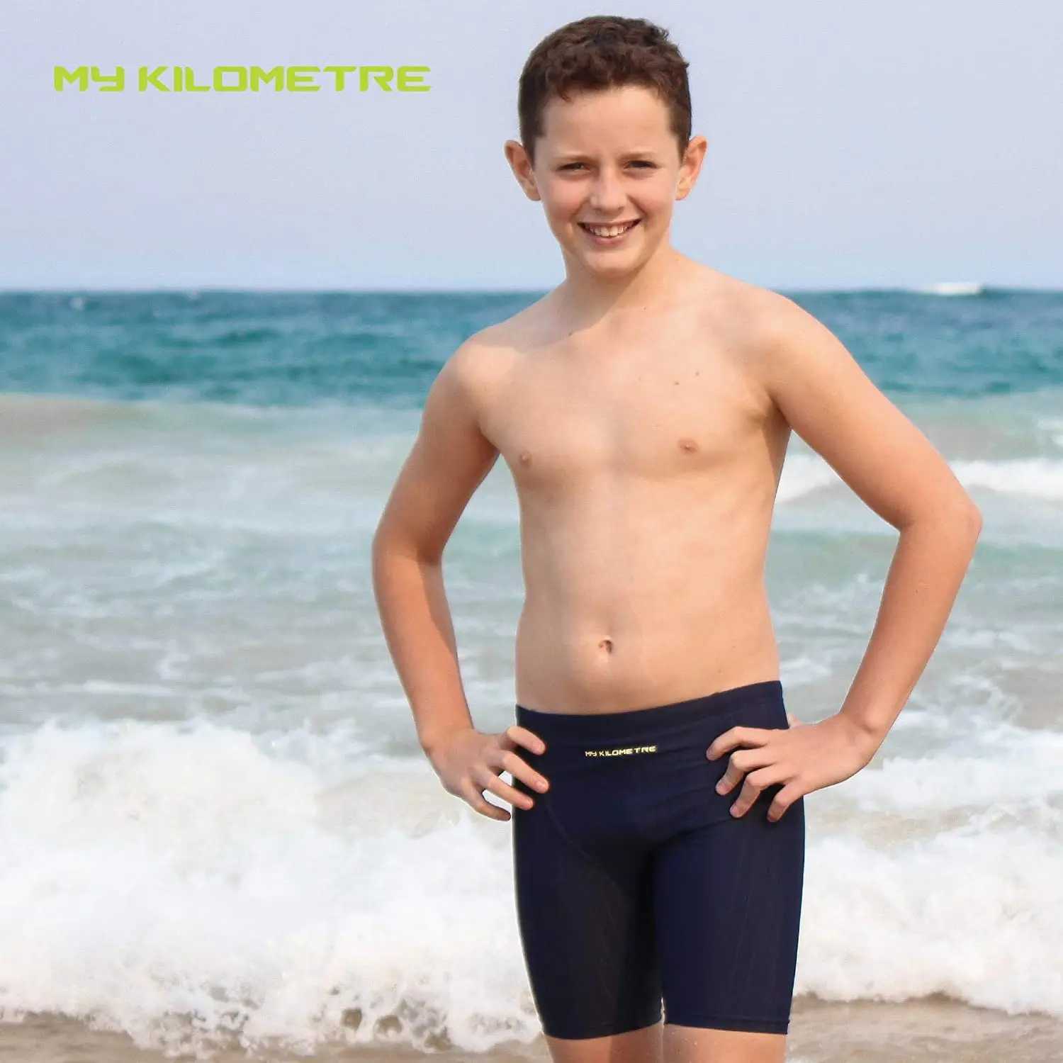 MY KILOMETRE Boys Jammers Youth Competitive Swim Team Suit Quick Dry Athletic Kids Swimsuit Endurance Training Swimming Shorts W250214