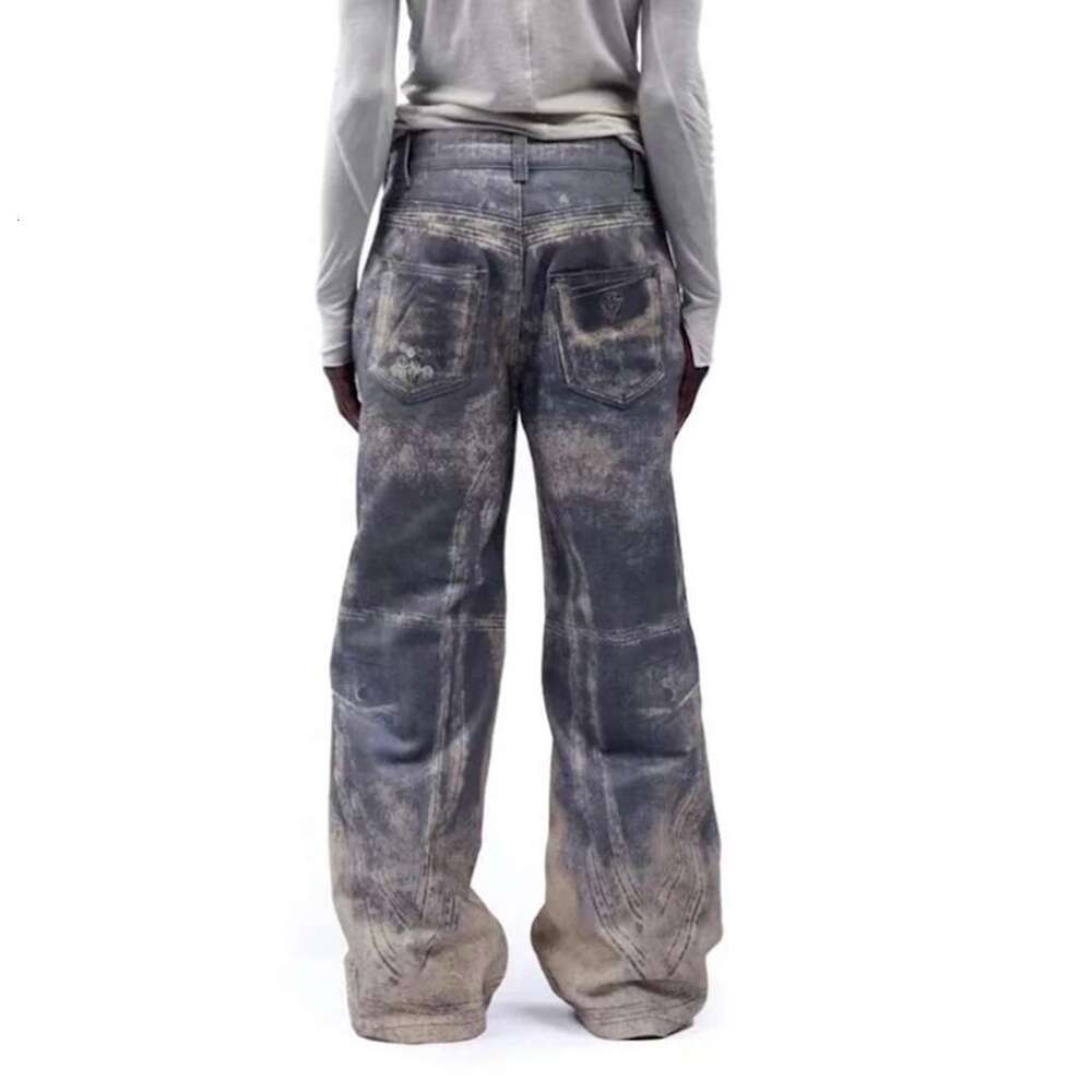High Street 3D Digital Print Casual Baggy Jeans For Men Wide Leg Straight Patchwork Loose Denim Trousers Oversized Cargo Pants