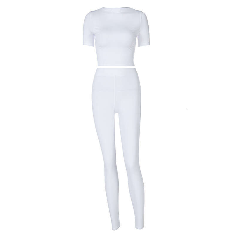 European and American tyle pring fahion caual hort leeved crop top lim fit port uit women' wholeale 2025 temperament veratile new trend clothing