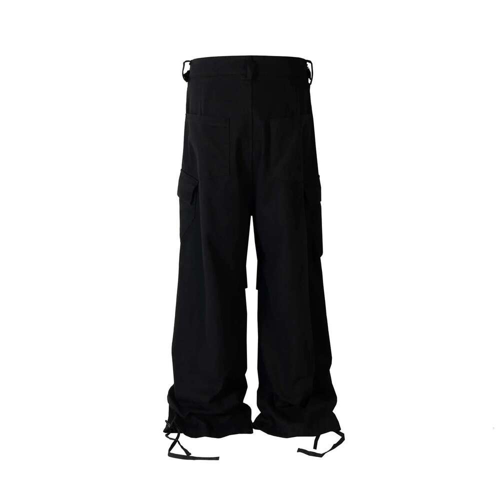 Streetwear Folded Side Zipper Multi Pocket Cargo Pants For Men Straight Pleated Roap Hombre Baggy Overalls Oversized Trousers