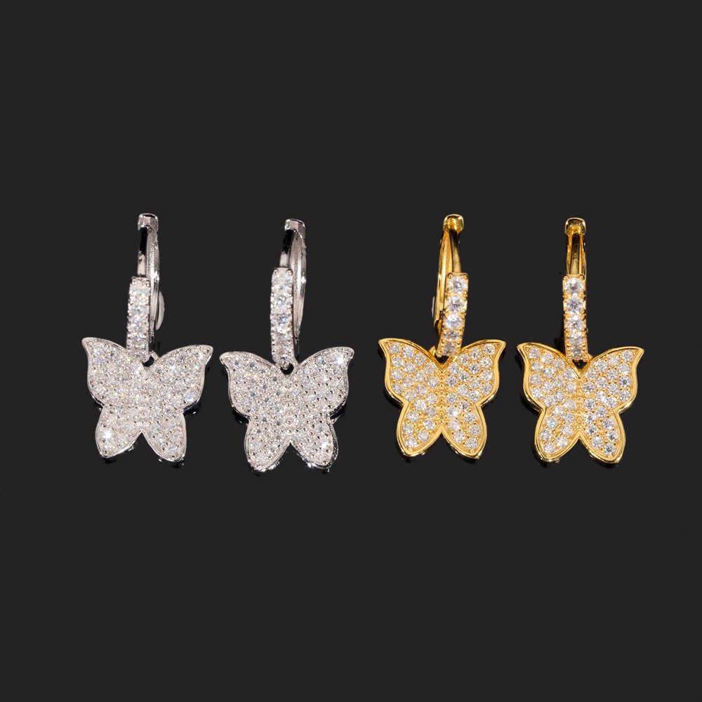 New Trend Unique Design Pendant Earrings 925 Silver VVS Mozambique Creative Butterfly Trendy Jewelry Earrings