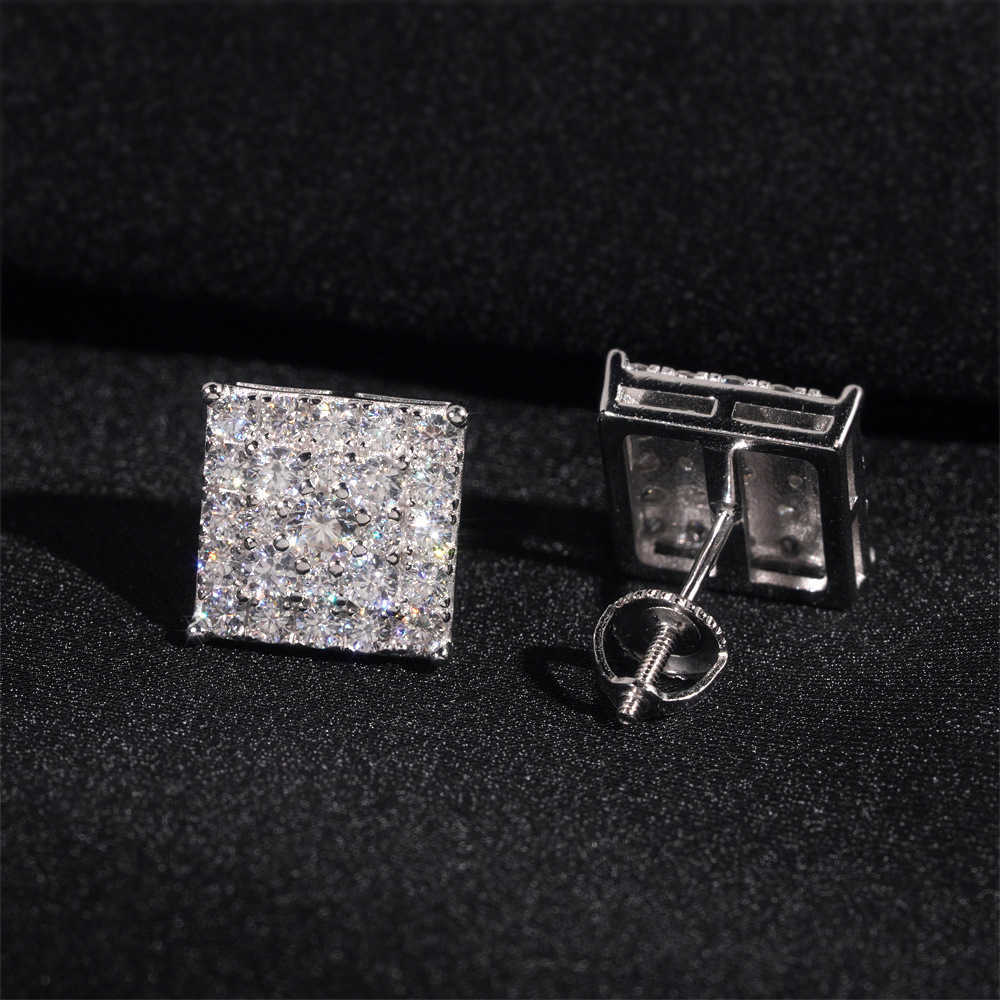 New best-selling 925 silver vvs vs moissanite hip-hop earrings mens and womens trendy jewelry passes GRA test