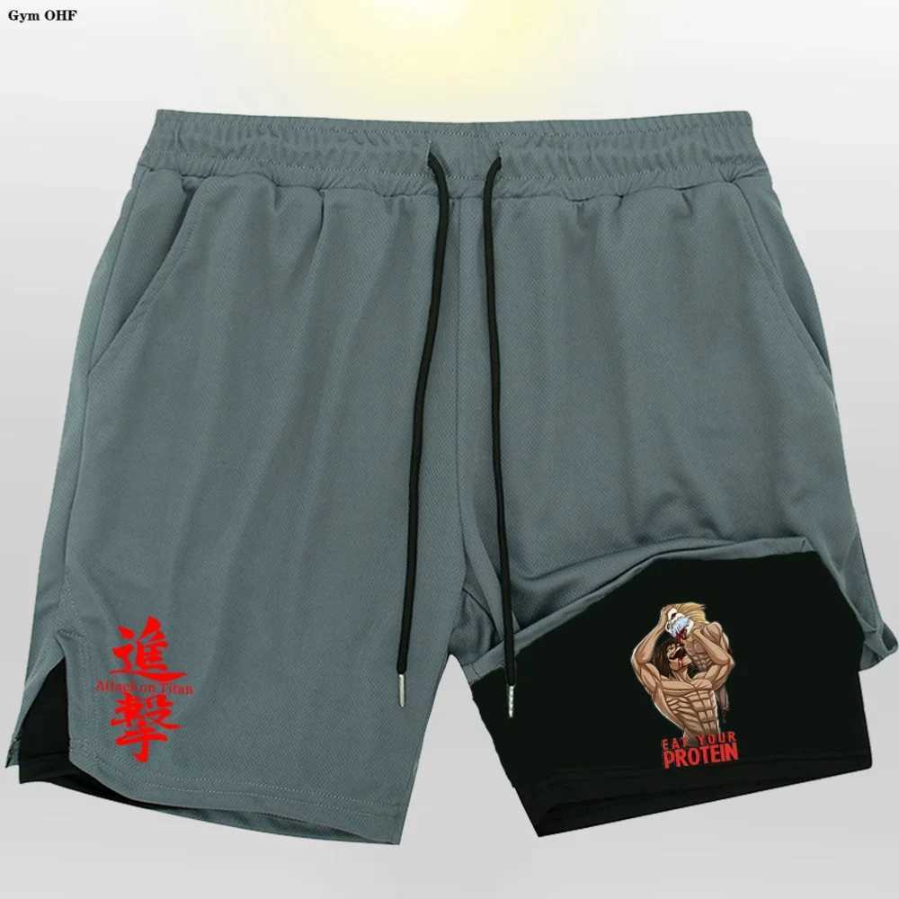 Fitness Quick Drying Shorts Mens Printed 2-in-1 High Performance Double Layer Shorts Gym Workout Jogging Training PantsXJ250213