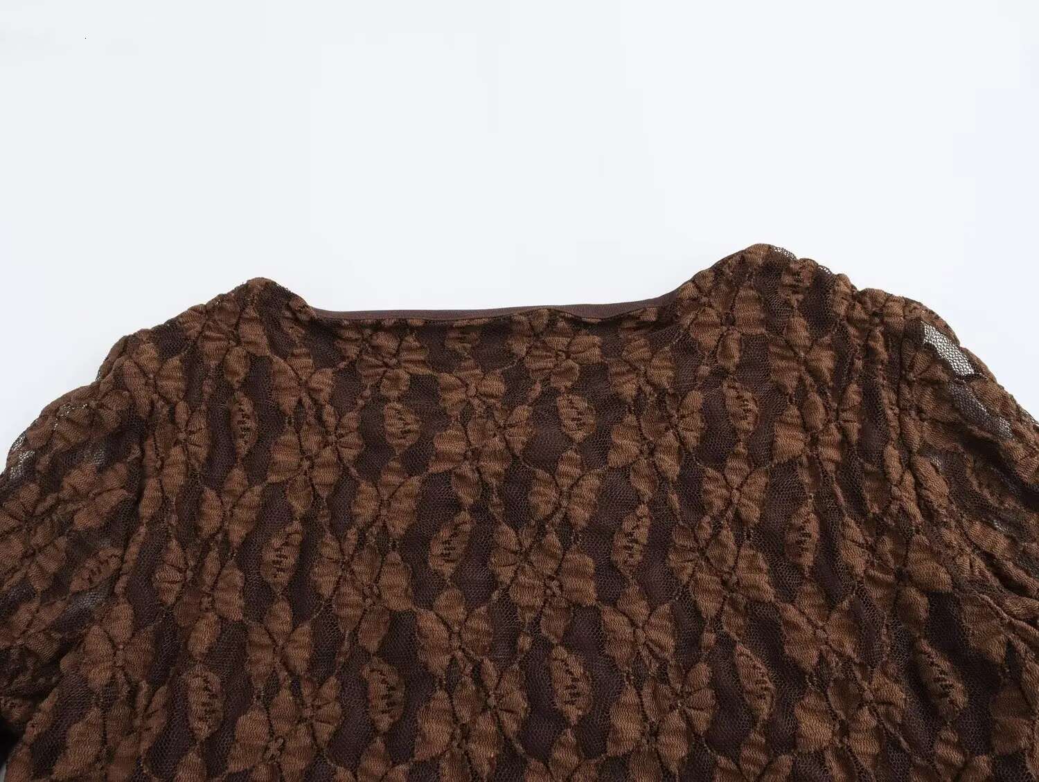 Maxdutti Minimalist V-Neck Party Retro Brown Lace Women Fashion Ladies Elegant Slim Fit Casual Dress