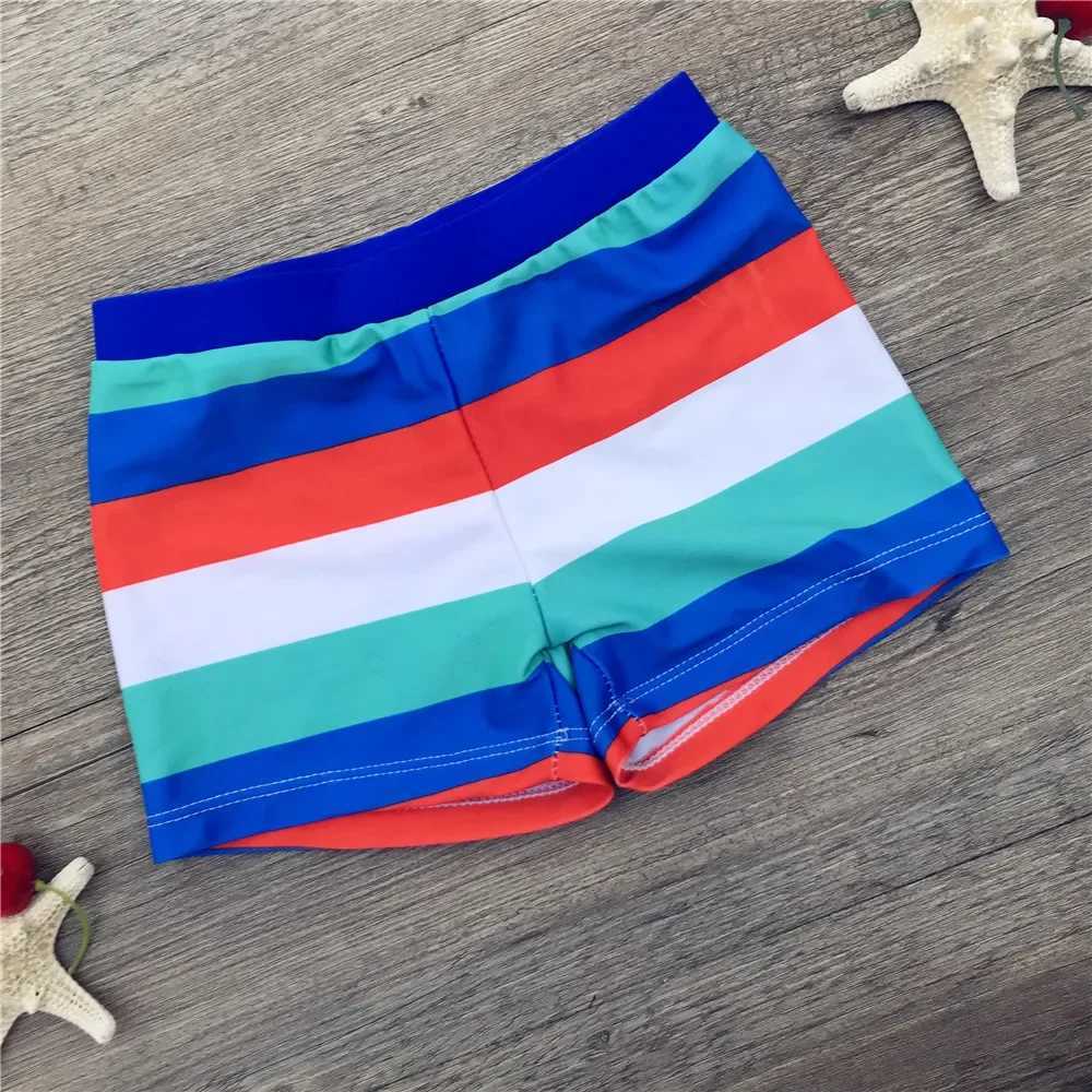 New Summer Boy Trunks For Swimming Colorful Striped Bathing Suit Children Swim Shorts Baby Boys Beach Swimwear Kids Clothing W250214