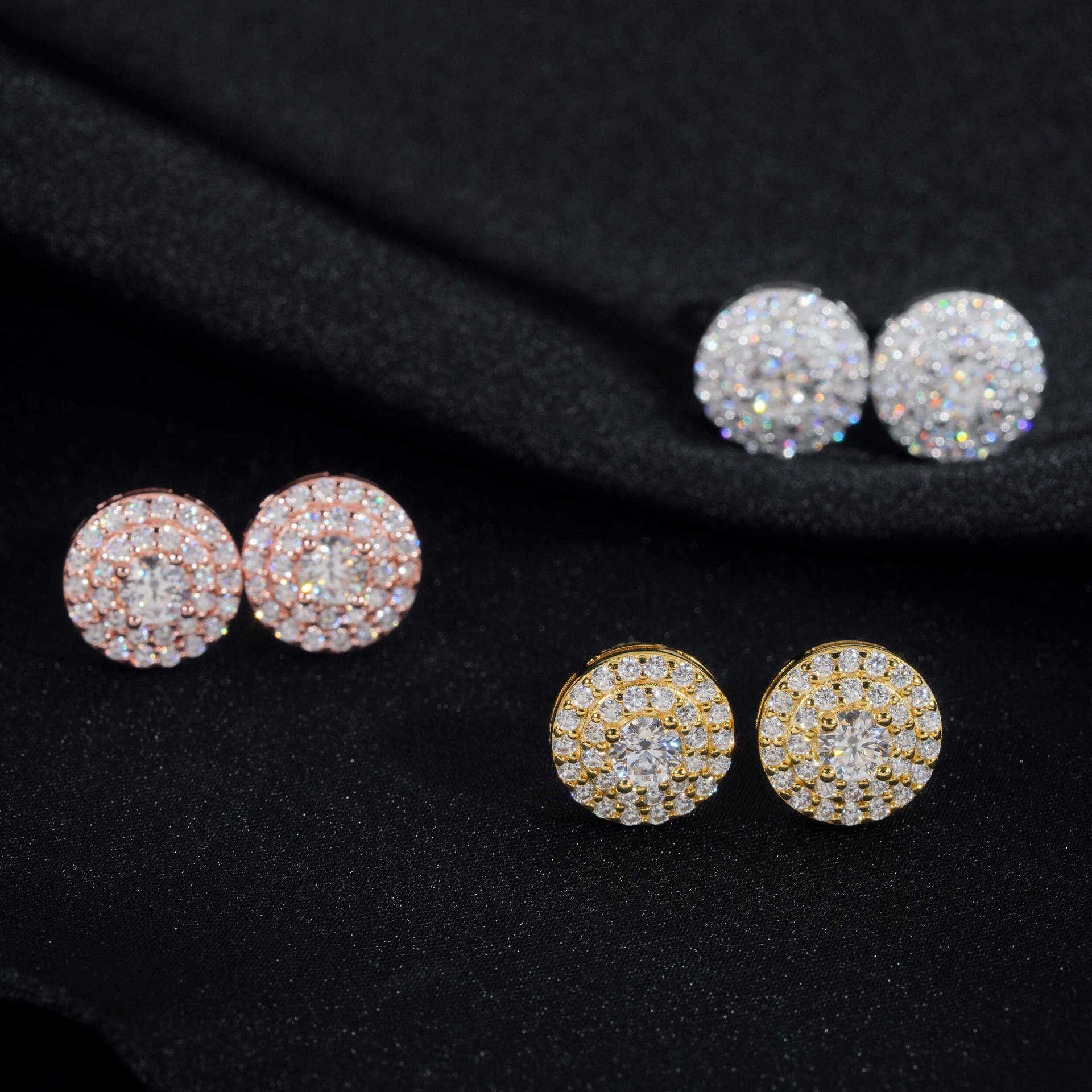 New 925 silver inlaid 4.0mm moissanite earrings with personalized high texture for men and womens trendy jewelry and jewelry