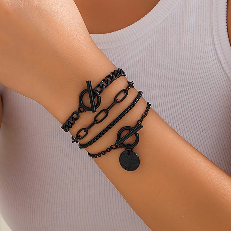 fashion Jewelry Sweet Cool Black Halloween Coin Pendant Set Personalized Cross designer Bracelet