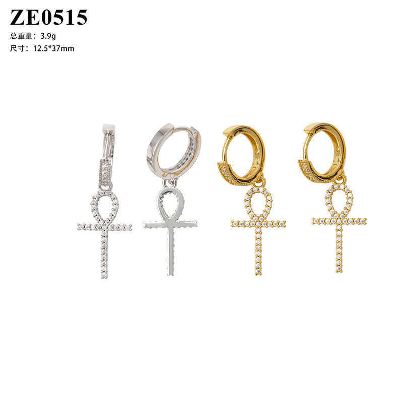 Diamond Hair Jewelry New Mens and Womens Cross Earrings S925 Set with D Color Mozambique Hip Hop Silver Earrings