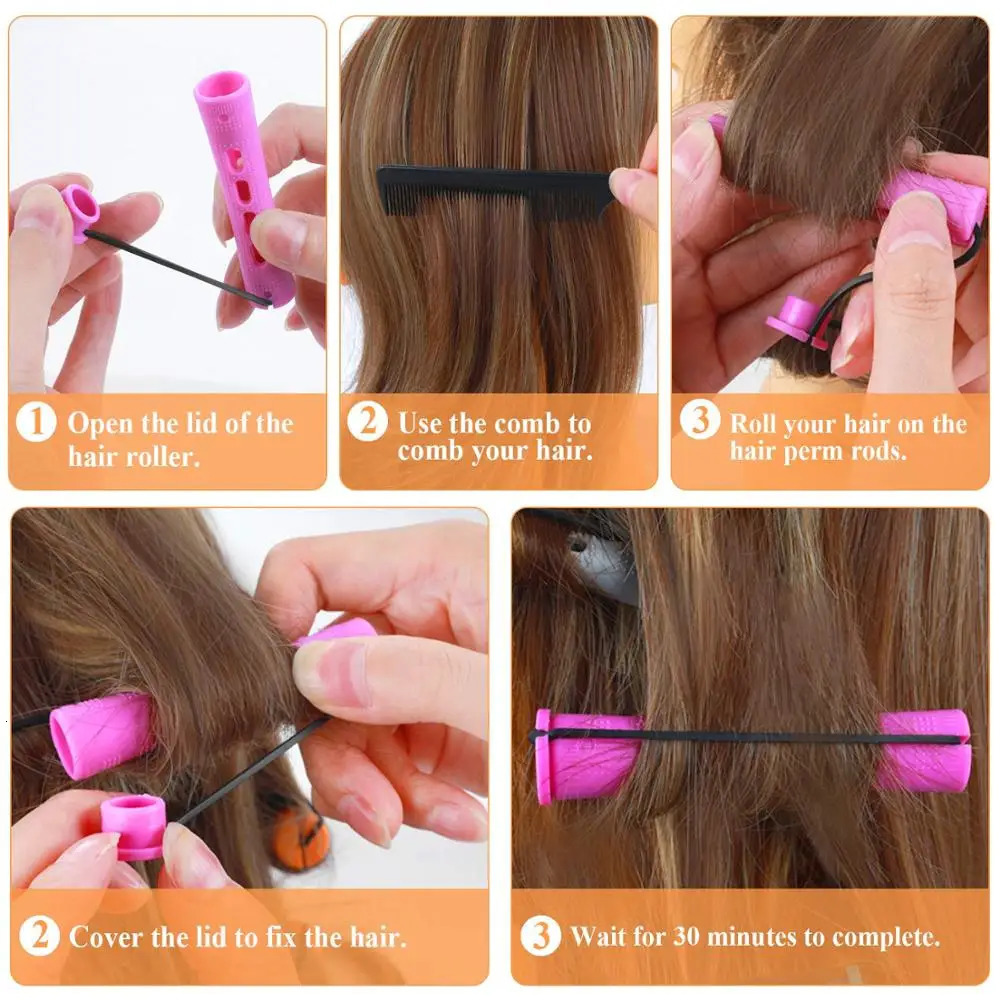 50pcs 5Sizes Hair Rollers Hair Rods Set Curlers Cold Wave Rods For Women Long Short Hair DIY Hairdressing Styling Tools 250214