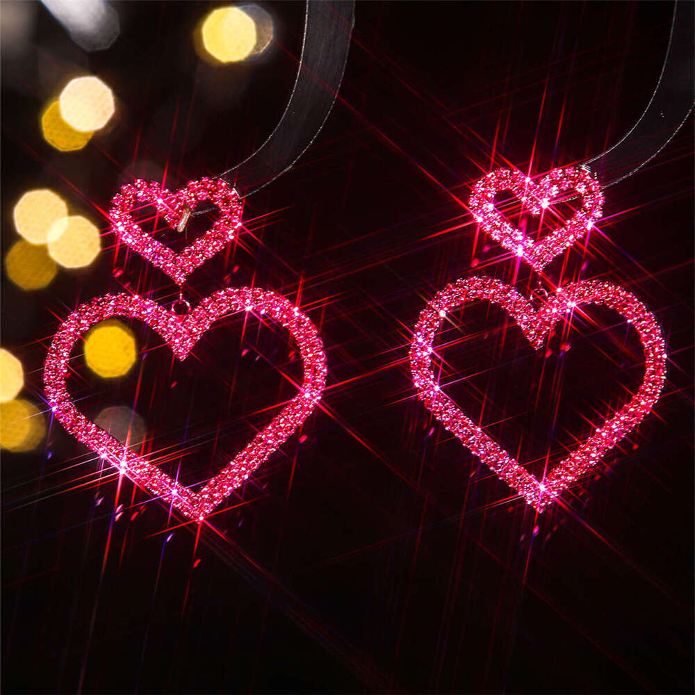 Valentine's Day Grand Sparkg Full Dia Love for Women Fashion Double Peach Heart Earrings Ear Accessories